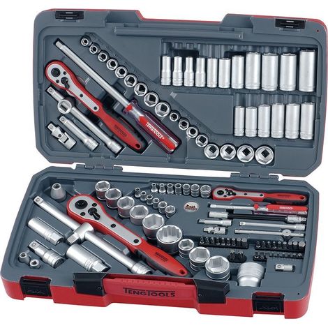 TENG TOOLS TM111 111-Piece Socket Set - Metric & AF, 1/4, 3/8 & 1/2in Drive (1/4)
