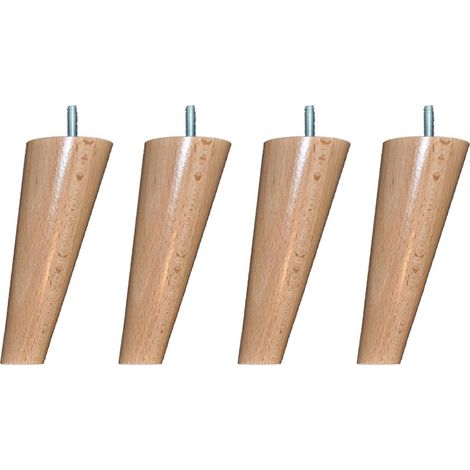 4 pieds scandinaves bois vernis naturel 15 cm (1/2)
