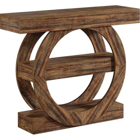 CHICFURN Consolle 105x30x85 cm in legno marrone rustico, 3 ripiani aperti per ingresso (1/5)