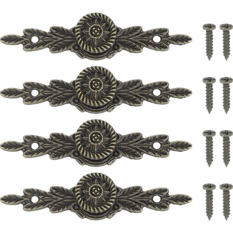 4 Pièces Poignée Fleur Européenne 2,91x0,63" avec Vis Ton Bronze (1/5)