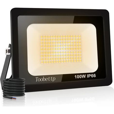 Projecteur LED Extérieur, 100W Spot LED Exterieur 10000LM, 3500K Blanche Chaude Éclairage de Sécurité Extérieur IP66 Imperméable pour Garage Jardin Terrasse Parking