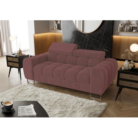 Sofa Designersofa BASTIEN 2-Sitzer in Stoff Terra Dunkelrosa