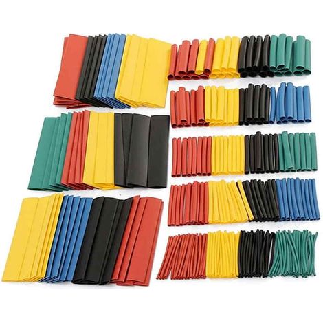 Kit de 328 tubos termorretráctiles, 8 tamaños, polietileno, para cables eléctricos y alambres. (1/5)