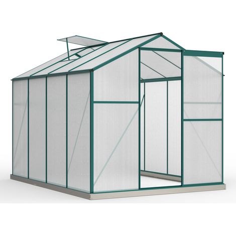 Aluminium-Gewächshaus mit Fundament 4,75 m² 190 x 253 cm mit Fenster und Schiebetür (1/5)