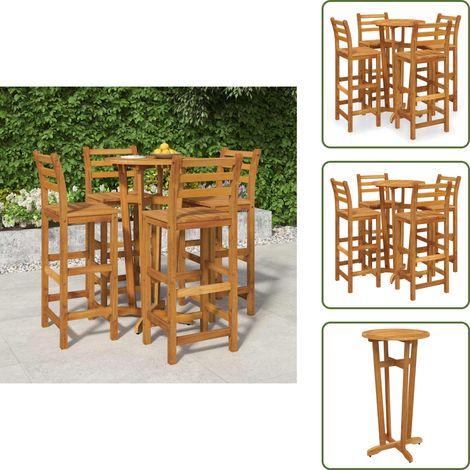 Ensemble de bar de jardin 5 pcs bois d'acacia solide - Ensemble Salon De Jardin - Meuble De Jardin Extérieur - Table De Bar - Chaises De Bar - Acacia Massif