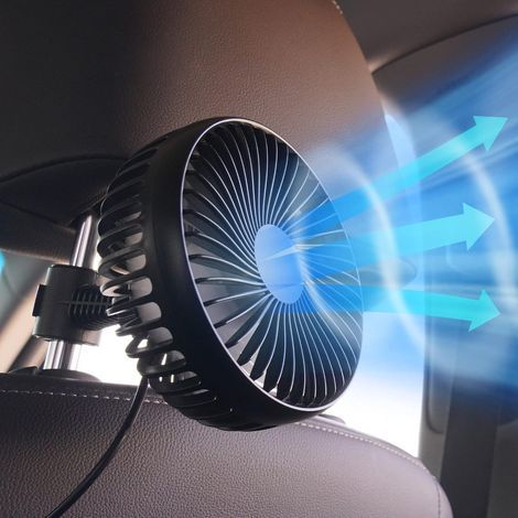Ventilateur de Voiture 12V, Mini Ventilateur Portable USB pour Le Passager, Rotation à 360 Degrés, Ventilateur de siège d'auto avec 3 Vitesses de Vent Fort, Pour SUV/RV/Camion/Berline (1/3)