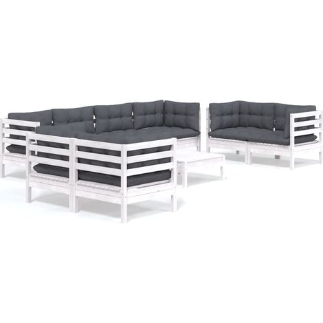 Maison Exclusive - Set Salotto Giardino con Cuscini 9 pz in Legno Massello di Pino (1/5)