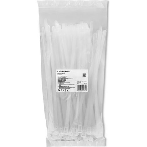 Fascette fermacavi riutilizzabili Qoltec  7,2250 mm  Nylon66 UV  Bianco (1/5)