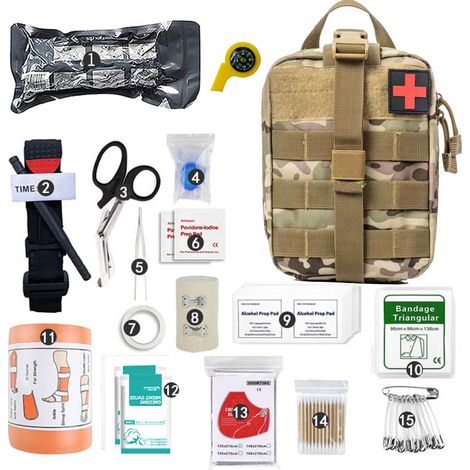 Kit De Survie De Campagne - Ensemble Multifonctionnel D'Urgence Pour Plein Air - Sac Tactique Avec Matériel Médical Et Outils Essentiels - 1 Pièce (1/2)