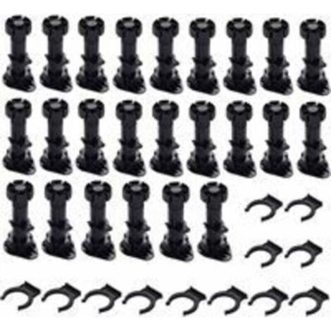24 pieds de meuble réglables en plastique noir (80–100 mm), avec serrage rapide, pour meubles de cuisine, armoires et canapés