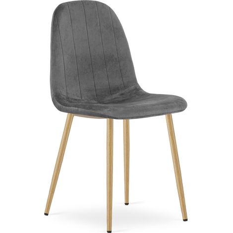 Sedia Padva in velluto grigio scuro con gambe effetto rovere (1/5)