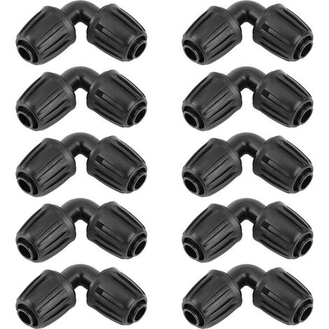 10 Stück Tropfbewässerungs-Winkeladapter, 16 mm Gartenschlauch-Winkelverbinder, Universal-Winkelverbinder, landwirtschaftliches Bewässerungszubehör