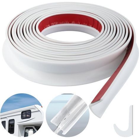 Selbstklebende J-förmige Silikon-Gel-Regenrinne für Wohnmobile, Gartenpavillons, schwarzes Kantenschutzprofil, 5 m lang, geeignet für Fahrzeuge, LKWs, Wohnmobile, Boote, PKWs, Transporter (1/5)