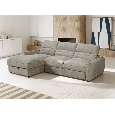 Canapé d'angle convertible avec coffre de rangement en velours (1/5)
