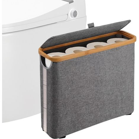 Panier de rangement rouleaux papier toilette pliable et autoportant (1/5)