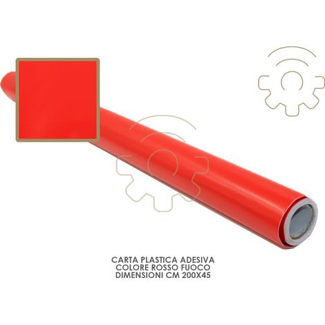 Carta plastica pellicola adesiva rosso fuoco mt 2x45 cm per cassetti mobili (1/2)
