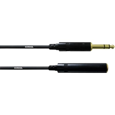 Rallonge Jack [1x Jack mâle 6.35 mm - 1x Jack femelle 6.35 mm] Cordial CFM 5 VK noir 5.00 m