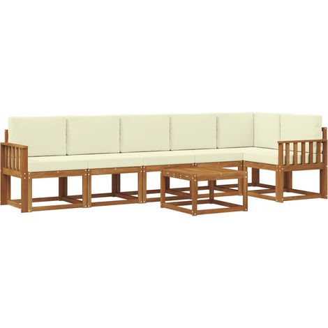 Ensemble de canapés d'extérieur 7 pcs  Salon de jardin Naturel et Crème (1/5)