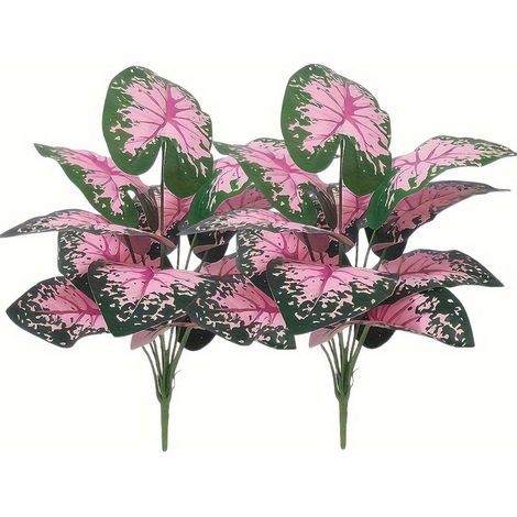 2 Monsteras artificiels - 82 cm de haut, feuilles tropicales réalistes - Décoration moderne pour appartement, balcon, terrasse - Vert et rose (1/5)