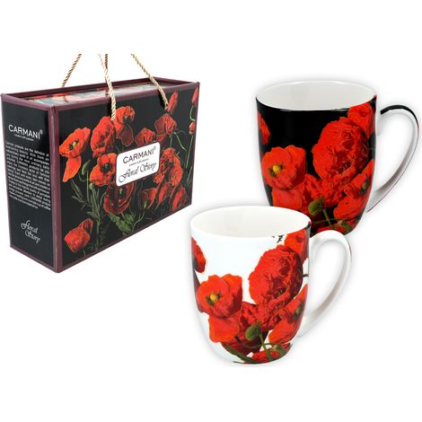 Set di 2 tazze in porcellana con decorazione floreale, idea regalo. (1/5)