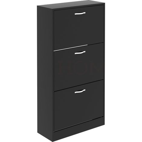 3 Schubladen Schuhschrank Flur Aufbewahrung Schrank Stehschrank, Schwarz (1/5)