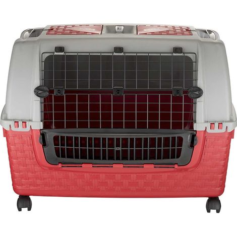 Cage de transport pour animaux - Easy Tour - 88 x 52 cm - Rouge - Livraison gratuite
