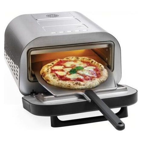 Macom 884 Just Kitchen Forno per Pizza Elettrico Pietra Refrattaria 32 cm 1700W 400°C Timer Digitale colore Nero Inox (1/2)
