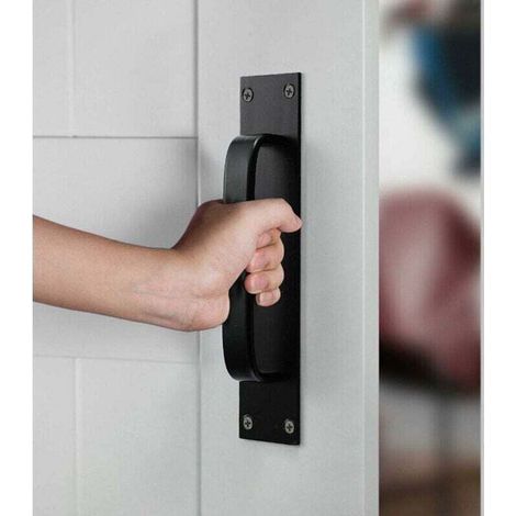 Poignée De Porte Coulissante - Alliage D'aluminium - Pour Porte Intérieure Extérieure Garage Armoire - Noir - 1 Pièce (1/4)