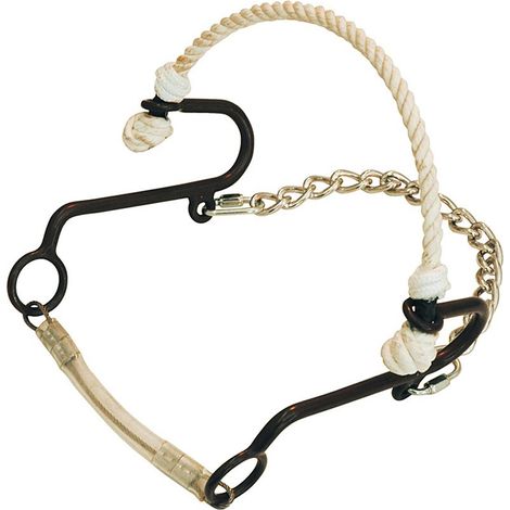 Short hackamore in ferro brunito e corda rawhide