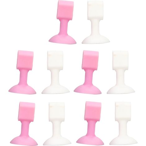 Lot de 10 supports de porte de lave-linge en caoutchouc rose et blanc pour un séchage optimal et une prévention des odeurs. (1/5)