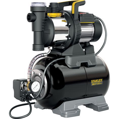 Stanley SXGP1300XFBE Pompe autoamorçante avec réservoir pour eaux claires (1 300 W, Débit max. 4 200 l/h, Hauteur d'élévation max. 50 m)