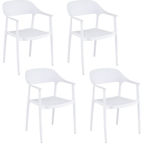 Set di 4 sedie da pranzo impilabili bianche, portata massima 150 kg.