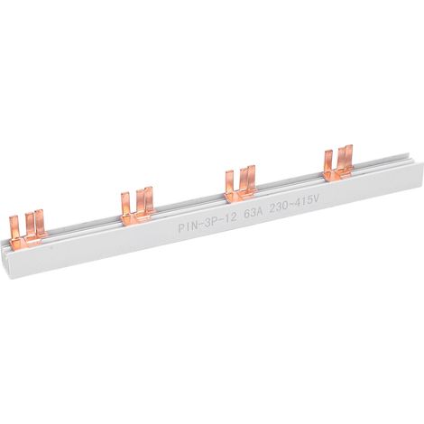 Barre omnibus en cuivre triphasée 12 voies 63 A, 12 conducteurs, 63 A, en PVC, bonne conductivité, pour boîte de distribution de disjoncteurs 230-415 V. (1/5)