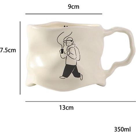 (Couple (Blanc) 301-400 ml) 1 Mug en céramique créatif, Mug en céramique robuste au design irrégulier pour couples