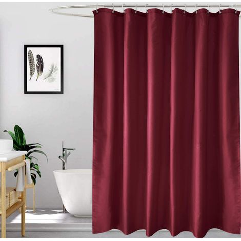 Ahlsen 1 pieza cortina de ducha 180x180 cm tela de poliéster resistente al moho impermeable cortina de baño simple y moderno rojo (1/5)