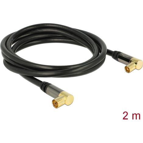 Delock antenna cable iec plug angled  iec jack angled 2 m black