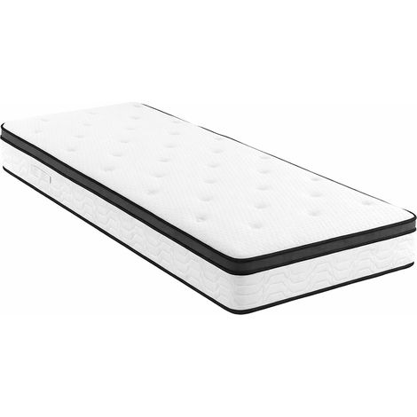 Materasso Singolo Ibrido Con 240 Molle Insacchettate per M² E Memory Foam 5 Zone di Comfort Double Sided Rigidità H3/H4 Medio Rigido 80 x 190 x 29 Cm