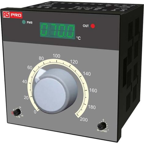 Contrôleur de température Marche/Arrêt, 230 V c.a., 2 sorties analogiques1 entrée thermocouple, 96mm ( Prix pour 1 )