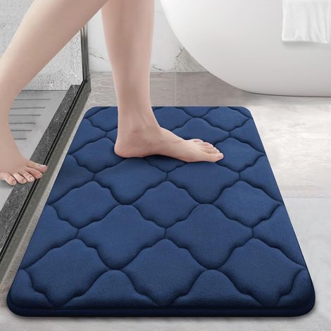 Non-slip bath mat, soft memory foam, absorbent bath mat, machine washable - 40 x 60 cm, navy blue (1/5)