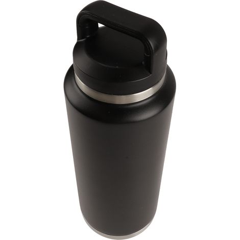 Gourde de sport portable en acier inoxydable PP, étanche, idéale pour le camping, la salle de sport, les voyages et le bureau (noire). (1/5)