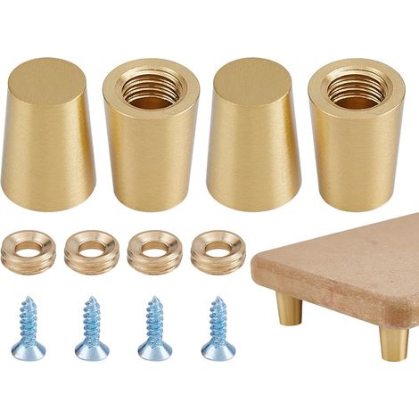Lot de 8 planches à découper en bois et laiton - Plateau de présentation - Mini pieds de meuble - Pieds avec vis et rondelles - Boîte à bijoux - Pied pour meubles et ustensiles de cuisine (1/5)
