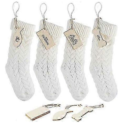 ABSOFINE Lot de 4 bas de Noël blancs, bottes de Père Noël pour remplir les bas de Noël et les utiliser comme sacs cadeaux, bas de Noël sur la cheminée, vitrine, C (1/5)