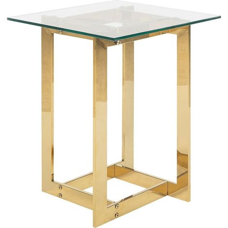 Side Table CRYSTAL Tempered Glass Gold