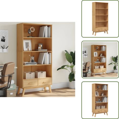 Meuble scandinave - vidaXL Bibliothèque à 4 niveaux OLDEN marron bois de pin massif - Meuble de rangement