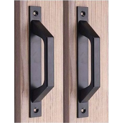 Coffret de forets (D black) pour perceuse Poignée en bois 19.6cm de traction de porte de porte de grange de poignée de porte de porte coulissante en acier au carbone (1/5)