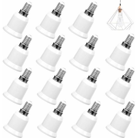 Convertisseur de Base de Lampe, Adaptateur de Douille E14 vers E27 Adaptateur de Convertisseur de Douille Adaptateur de Support de Lampe,15 Pcs
