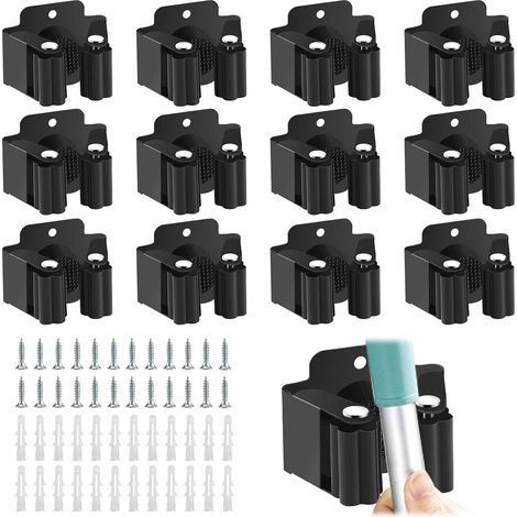 Set mit 12 Wandhalterungen, Wandbesenhaltern, Wandhalterungen, Werkzeughaltern, Werkzeughaltern zum Aufhängen von Gartengeräten und Besen (1/5)