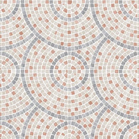 Papier peint mosaïque géométrique terracotta et gris