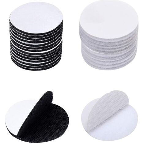60 pezzi (30 paia, 30 mm) Adesivi rotondi in velcro, chiusure a strappo adesive rotonde da 30 mm per carta, plastica, vetro, pelle, metallo e abbigliamento (1/5)