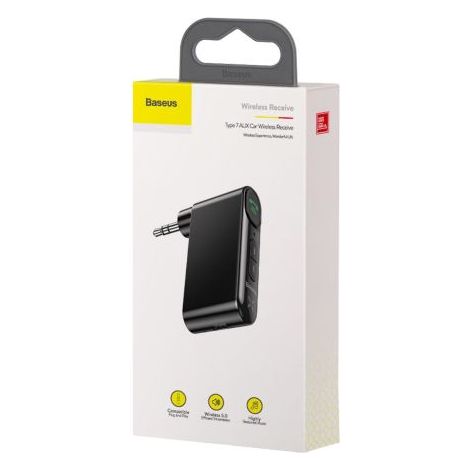Baseus Car Tool Bluetooth BSBA-02 AUX Transmitter BT. 5.0, 10m Range, 145 mAh, Micro USB input, Black (WXQY-01) Black
